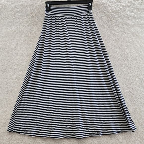 Cat & Jack Maxi Flare Skirt L Navy Blue/White Stripe Elastic Waist Pull On - Picture 6 of 10